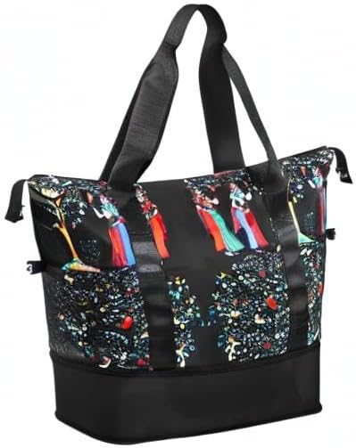 Womens Travel Duffel Bag Lightweight Sport Gym Bag Waterproof Weekender Overnight Bag with Wet and Dry Separation Pocket for Gym Training Yoga Fitness Swimming