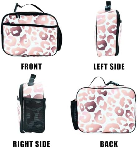 Leopard Lunch Bag Insulated Reusable Lunch Box Kids Girls Boys Cooler Thermal Tote Bag For Men Women School Work Picnic