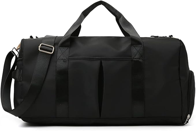 ZUEVI Sports Gym Duffel Bag for Men or Women Waterproof Weekender Travel Bag with Shoes Compartment Dry and Wet Separation for Training Swim Yoga(Black)