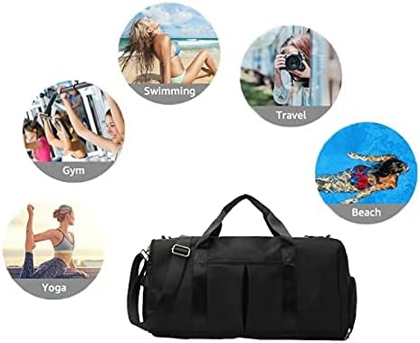 ZUEVI Sports Gym Duffel Bag for Men or Women Waterproof Weekender Travel Bag with Shoes Compartment Dry and Wet Separation for Training Swim Yoga(Black)