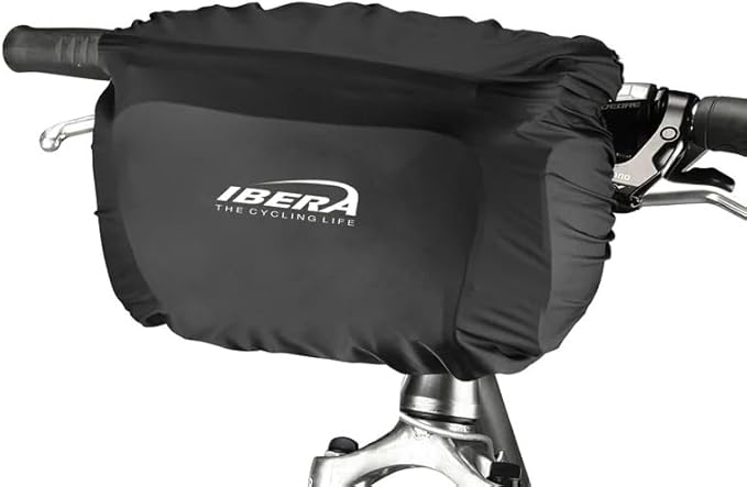 Ibera Bike Handlebar Bag For Camera Equipment- Quick Release Bicycle Bag Fits Most Handlebars - Handlebar Bags For Bicycles, Shoulder Strap and Map Sleeve (Medium - Raincover)