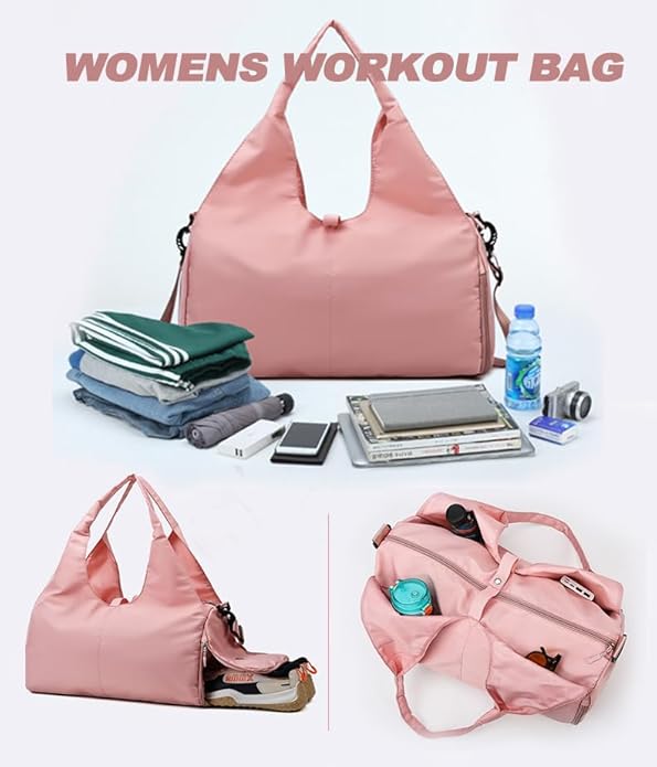 Yoga Gym Bag -Large Capacity Gym Bag with Yoga Mat Holder Water Resistant Workout Bag for Travel Workout Daily