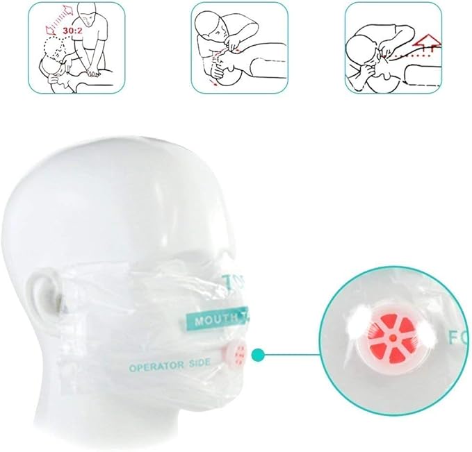 Pack of 5pcs CPR Face Shield Mask Keychain Ring First Aid Kit CPR Face Shields for First Aid or CPR Training (Red-5)