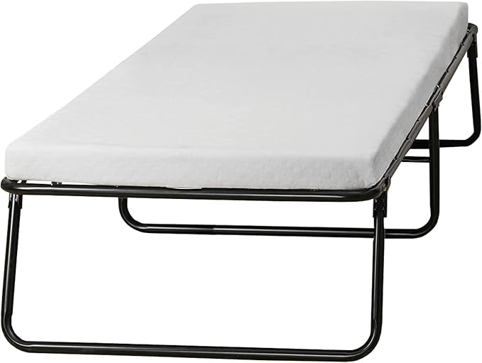 Greaton, 14” Folding Bed with Luxurious Memory Foam Mattress, Strong and Sturdy Metal Frame, Portable Guest Bed for Easy Storage, 31-Inch, White