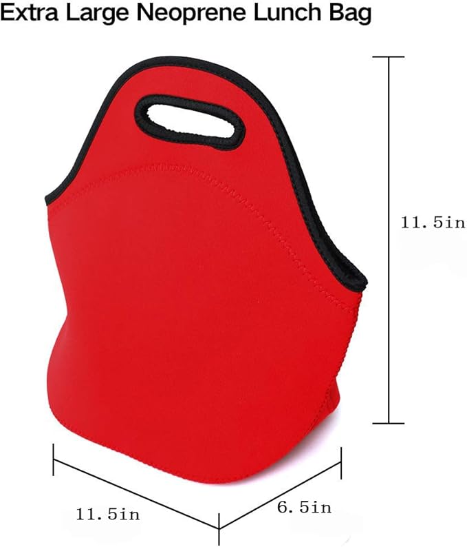 LOVAC Neoprene Lunch Bag, Thick Insulated Lunch Bag - Durable & Waterproof Lunch Tote With Zipper For Outdoor Travel Work(Red)