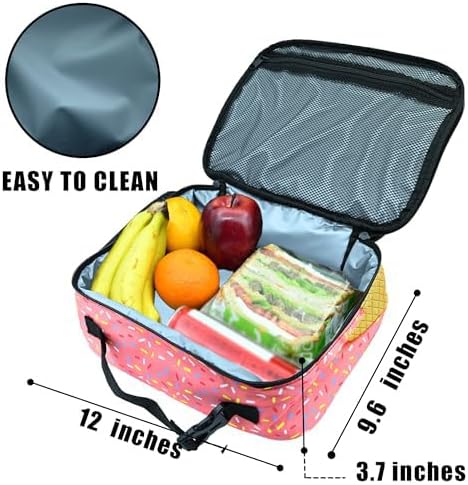 Ice Cream Lunch Bag Insulated Reusable Lunch Box Kids Girls Boys Cooler Thermal Tote Bag For Men Women School Work Picnic