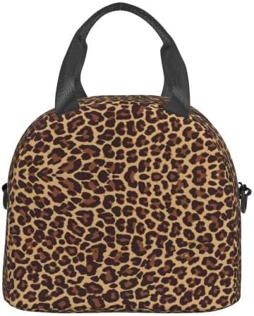 bassyil Leopard Lunch Box Insulated Lunch Bag Reusable Sling Bag With Adjustable Shoulder Strap Cooler Tote Bag For Men Women