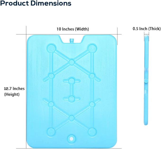 XL Large Ice Packs for Coolers - Slim Freezer Packs for Camping- Long Lasting Reusable Dry Ice Blocks, 13 x 10 x 0.5 inch, Quick Freeze - Set of 4