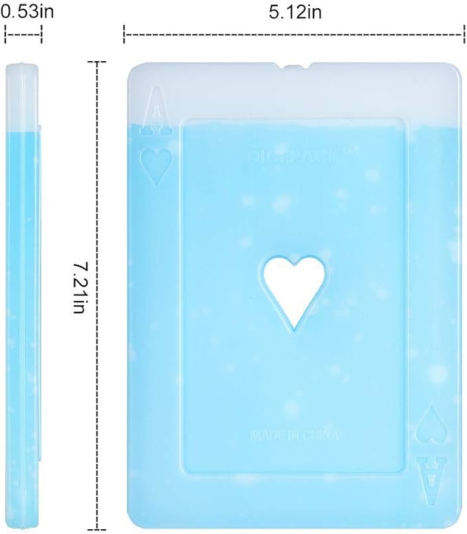 10pcs Ice packs for Lunch Box - Freezer Ice packs - Slim Long Lasting Cool Packs for Lunch Bags and Cooler, Poker Design (Heart)