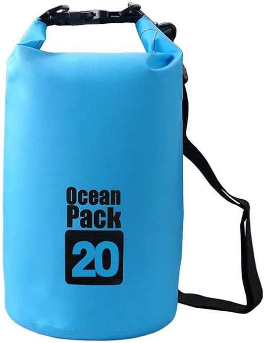 Outdoor Dry Sack/Floating Waterproof Bag 2L/3L/5L/10L/15L/20L/30L for Boating, Kayaking, Hiking, Snowboarding, Camping, Rafting, Fishing and Backpacking (Blue, 20L)