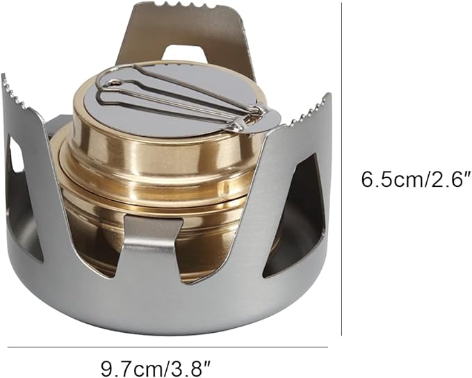 Alcohol Burner Portable Copper Stove Camping Stove Brass Oven Aluminum Alloy Mini Ultralight with Sealed Cap Extinguish Lid for Picnic BBQ - Grey