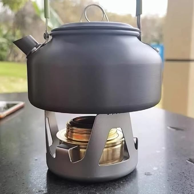 Alcohol Burner Portable Copper Stove Camping Stove Brass Oven Aluminum Alloy Mini Ultralight with Sealed Cap Extinguish Lid for Picnic BBQ - Grey
