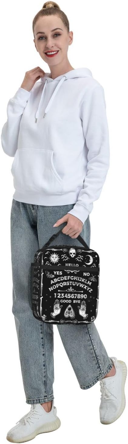 Ouija Board Skull Astrology Insulated Lunch Bag Reusable Cooler Lunch Box Portable Leakproof Thermal Container Tote Bags for Girls Boys School Travel