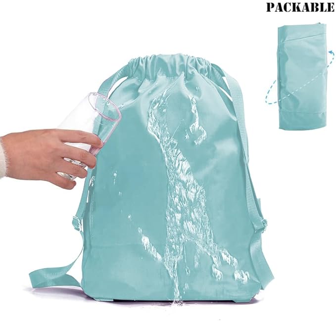 ZOORON Waterproof Drawstring Gym Backpack Bag for Men & Women, Sport Gym Sack Mini Travel Daypack