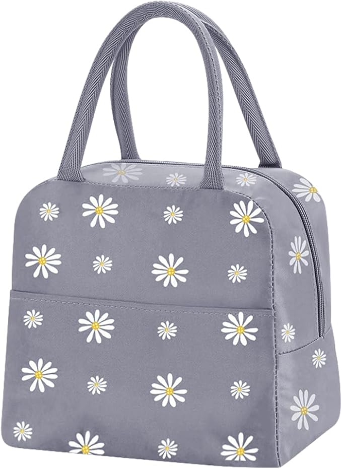 Reusable Insulated Lunch Bag for Women/Men/Adult Portable Thermal Lunch Box Tote Bag Small Lunch Bag with Daisy Pattern for Work & Any Occasion