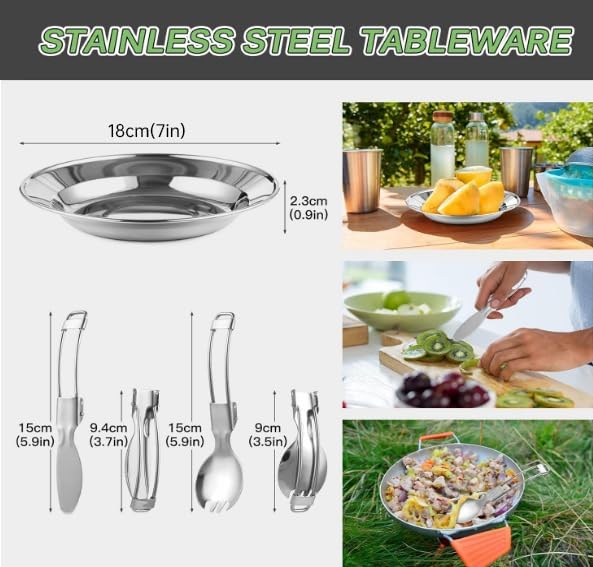 TOMSHOO Camping Cookware Mess Kit, Lightweight Camping Cooking Set Alumina Backpacking Camping Pots Pans Kettle Set for Outdoor Backpacking Hiking Picnic Included Carry Bag