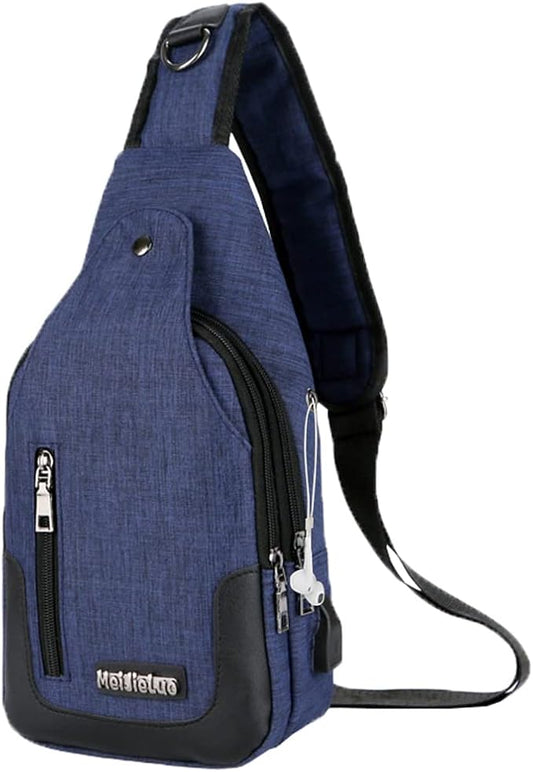 Peicees Travel Gym Bike Sling Bag Shoulder Backpack Daypack w/USB Charging Port