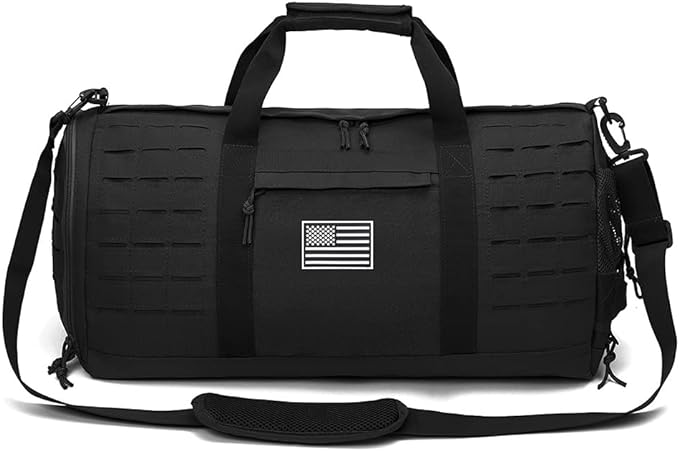 QT&QY 40L Military Tactical Duffle Bag For Men Sport Gym Fitness Tote Travel Training Workout With Shoe Compartment Basketball Football Weekender
