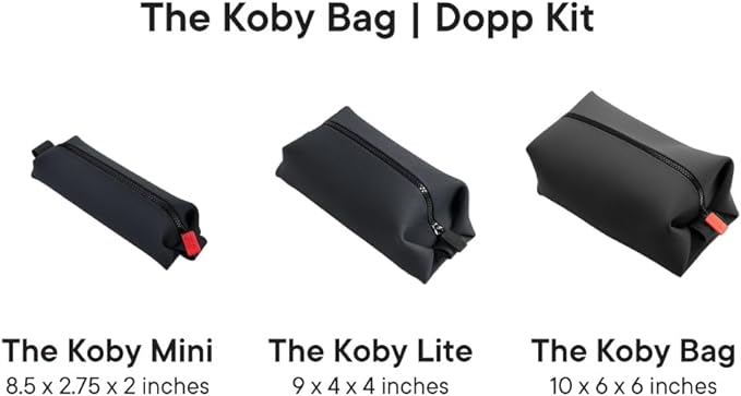 TOOLETRIES The Koby Mini Dopp Kit - Silicone Toiletry Organizer, Bathroom Travel Bag - Features Heavy-Duty Zipper, Leak Resistance, Easy to Clean - Charcoal