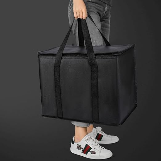 musbus 2 pack Additional Bottom Plate Black Insulated Grocery shopping bag, Delivery,pizza,reusable bags, Sturdy zipper,Collapsible,tote,cooler,thermal,Beach,waterproof heavy duty