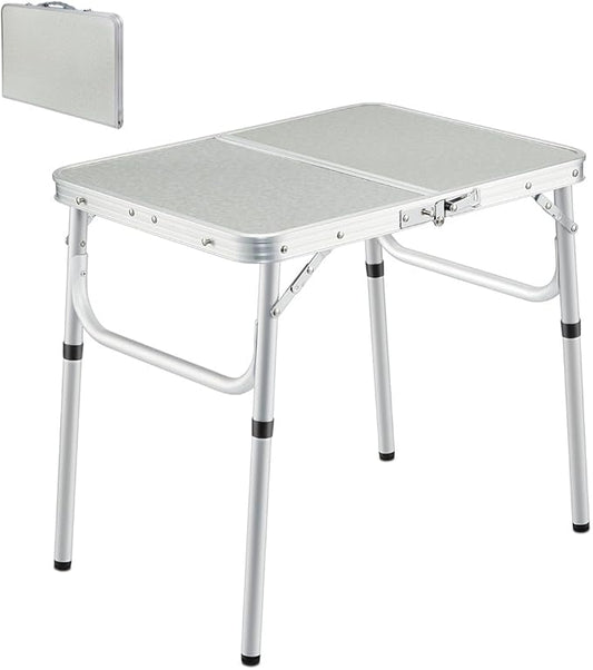 REDCAMP Small Folding Camping Table,2ft Portable Aluminum Outdoor Small Foldable Table Adjustable Height Lightweight for Picnic Cooking Beach