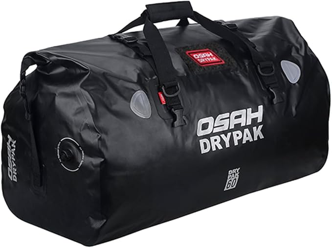 Motorcycle Dry Bag - Waterproof Motorcycle Duffle & Luggage Tail Bag Saddle Bags with Roll Top Closure, Large Storage Space，for Motorcycle Back Seat(Black, 60L)
