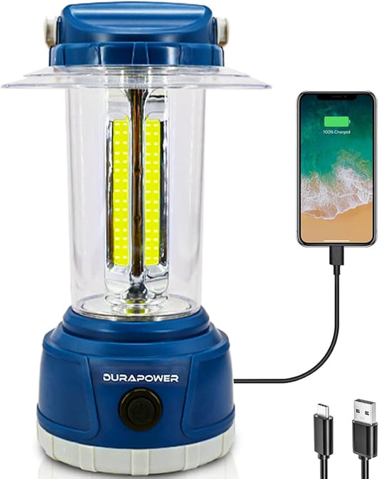 Durapower LED Camping Lantern Rechargeable, Bright 5000 Lumen, 5 Modes, 6000 mAh Power Bank, IP44 Waterproof Lantern for Hurricane, Emergency, Power Outages, Home