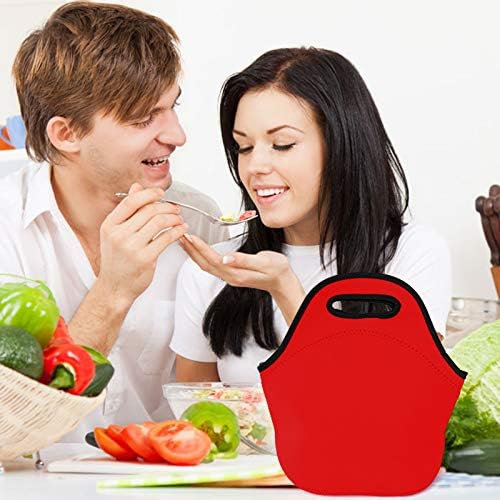 LOVAC Neoprene Lunch Bag, Thick Insulated Lunch Bag - Durable & Waterproof Lunch Tote With Zipper For Outdoor Travel Work(Red)