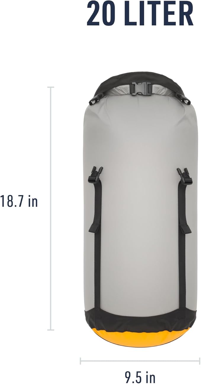Sea to Summit eVac Ultra-Lightweight Compression Dry Bag, Waterproof Dry Storage, 20 Liter, High Rise Grey