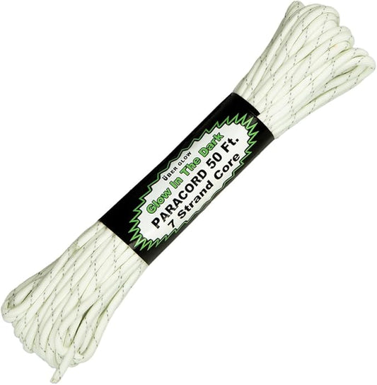 Paracord Planet Glow in The Dark 550lb Paracord – 7 Strand Luminous Parachute Cord for Nighttime Outdoor Utility – Reflective (50 ft)
