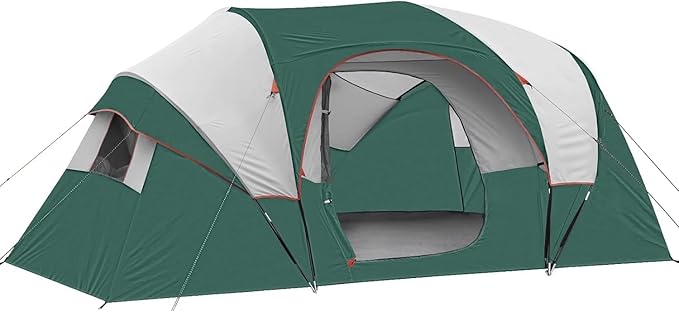 HIKERGARDEN 10 Person Camping Tent - Portable Easy Set Up Family Tent for Camp, Windproof Fabric Dome Tent Outdoor for Hiking, Backpacking, Traveling-14'x11'x74in(H)