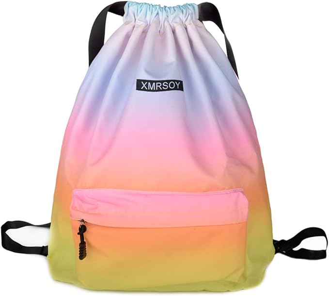 Gym Drawstring Backpack Water Resistant String Bag Nylon Cinch Sport Bag Sackpack
