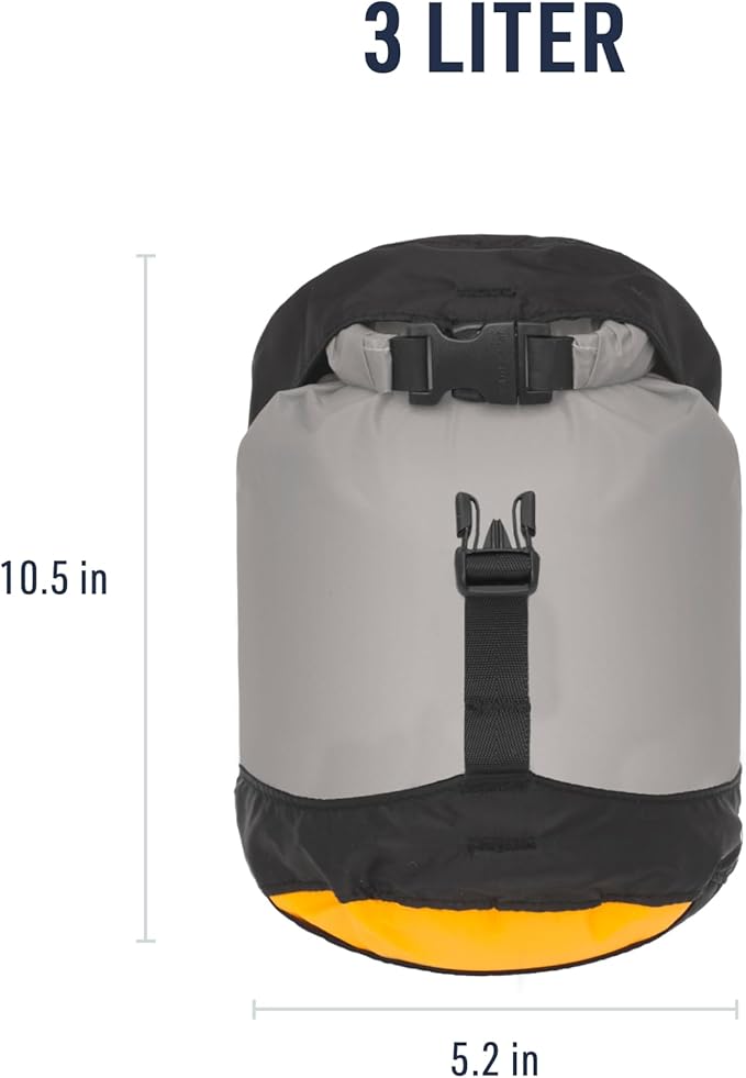 Sea to Summit eVac Ultra-Lightweight Compression Dry Bag, Waterproof Dry Storage, 3 Liter, High Rise Grey