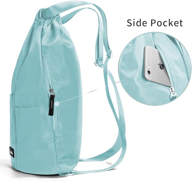 ZOORON Waterproof Drawstring Gym Backpack Bag for Men & Women, Sport Gym Sack Mini Travel Daypack