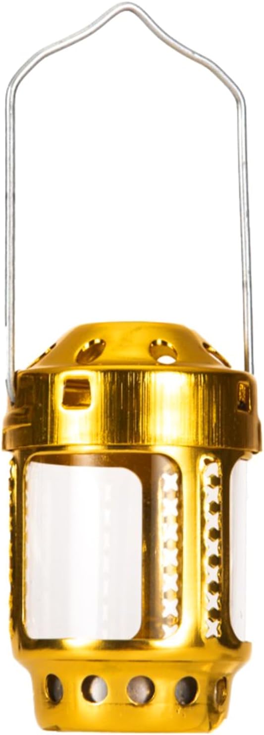 Hiking Candle Lamp Night Fishing Hangings Outdoor Camping Aluminum Alloys Candle Lamp for Outdoor Camping Angling, Gold