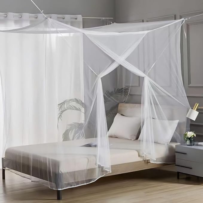 Outdoor Camping Mosquito Net, Large Size White Mesh Insect Netting with Storage Bag for Camping, Picnic, Outdoor Trips (One-Opening 83"x79"x71")