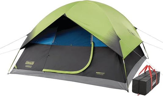Coleman Sundome Dark Room 4/6 Person Tent, Blocks 90% of Sunlight to Keep Inside Cool, Weatherproof Tent with Rainfly Sets Up in Minutes