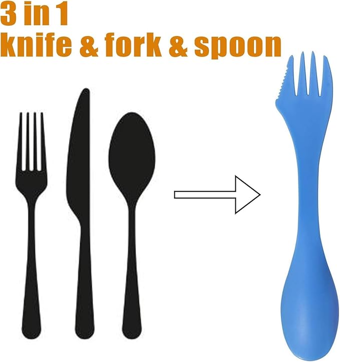36 Pack Sporks - Spoon, Durable & BPA Free Tritan Sporks, Spoon Fork & Knife Combo Utensils with Portable Strong Waterproof Bag and Stainless Multifunctional Bottle Opener for Camping Outdoor, 6 Color