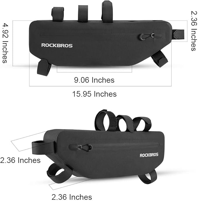 ROCK BROS Bike Frame Bag Waterproof Bike Triangle Bag Bicycle Under Top Tube Bag Corner Pouch Storage Bag Approx. 3 Litres for Cycling Accessories