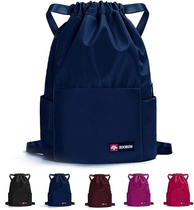 ZOORON Waterproof Drawstring Gym Backpack Bag for Men & Women, Sport Gym Sack Mini Travel Daypack