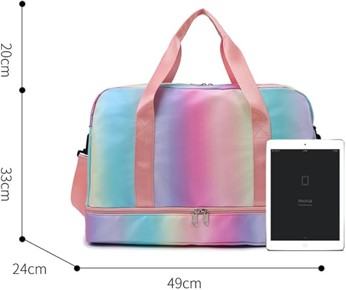 Sports Gym Bag with Shoes Compartment & Wet Pocket, Waterproof Overnight Bag Travel Bag Gymnastic bag Dance Bag for Girl, Weekend Bag for Women(gradient pink)