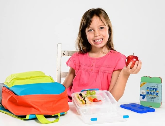 Healthy Packers Slim & Long-Lasting Reusable Ice Packs for Lunch Bags and Cooler Bags (Set of 4)