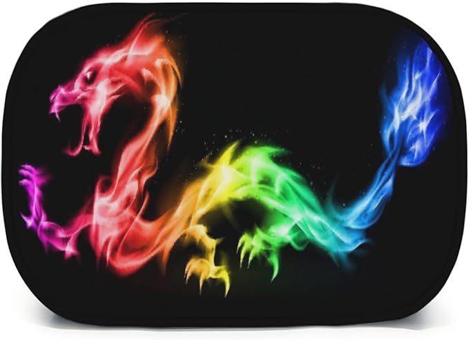 Giwawa Rainbow Dragon Insulated Lunch Bag Colorful Fire Animal Print Reusable Lunch Cooler Tote Box with Front Pocket & Zipper Closure for Kids Woman Man Work Picnic Travel