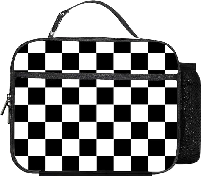 Checkered Lunch Bag Reusable Insulated Lunch Box Keep Food Cooler Thermal Lunch Tote for Women Men