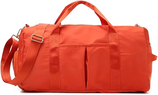 Blackwheel Sports Gym Bag With Shoe Bag Wet Bag Duffle Bag Waterproof Travel Bag for Women Cute Gym Bag Orange 29L
