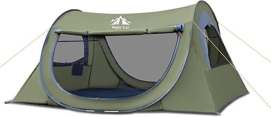 Night Cat Pop-up Camping Tent: 1 2 Person Tent Waterproof Instant Easy Setup Tunnel Tent