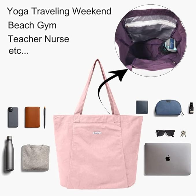 Yoga Bags for Women with Yoga Mats Bags Carrier Carryall Canvas Tote for Pilates Shoulder for Travel Office Beach Workout