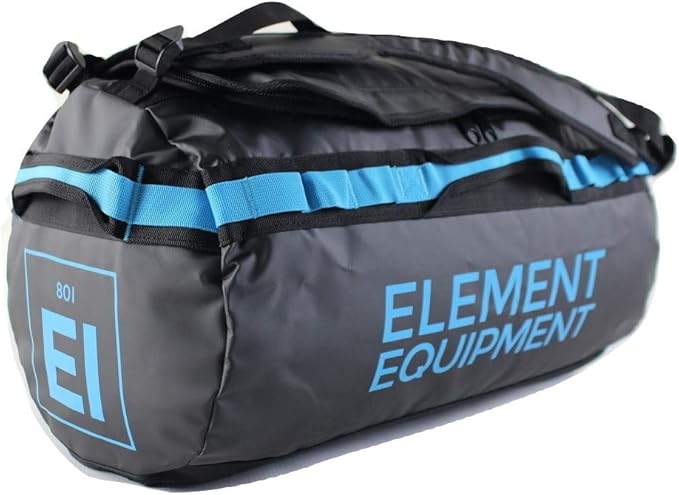 Element Equipment Trailhead Duffel Bag Shoulder Straps Waterproof Black/Blue Large