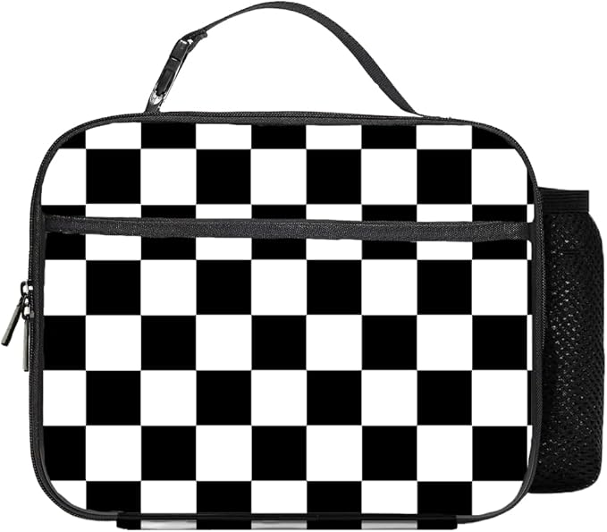 Checkered Lunch Bag Reusable Insulated Lunch Box Keep Food Cooler Thermal Lunch Tote for Women Men
