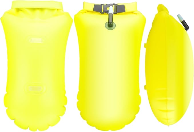 Swim Buoy for Open Water, High-Visibility Swim Safety Float Waterproof Dry Bag for Swimmers Triathletes Kayakers Snorkelers, Swimming Open Water Buoy for Safer Swim Training